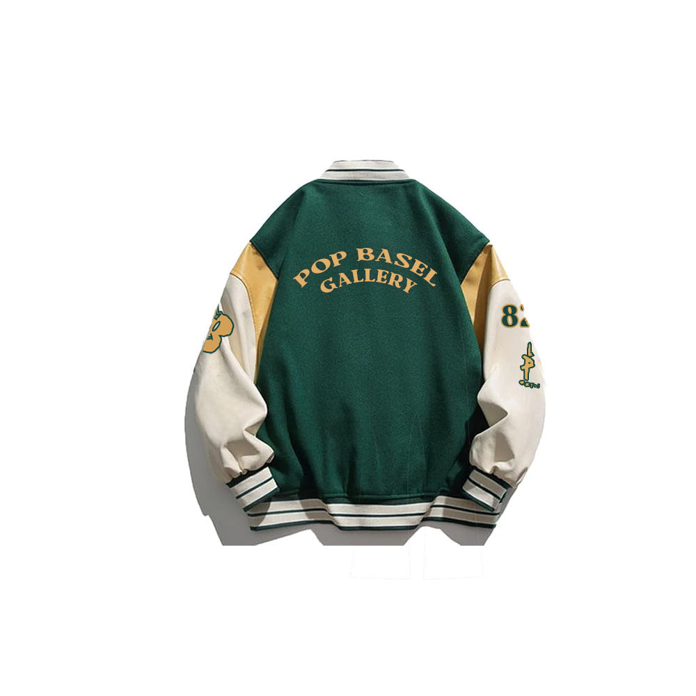 Pop Basel Gallery- Green Letterman Jacket. Value