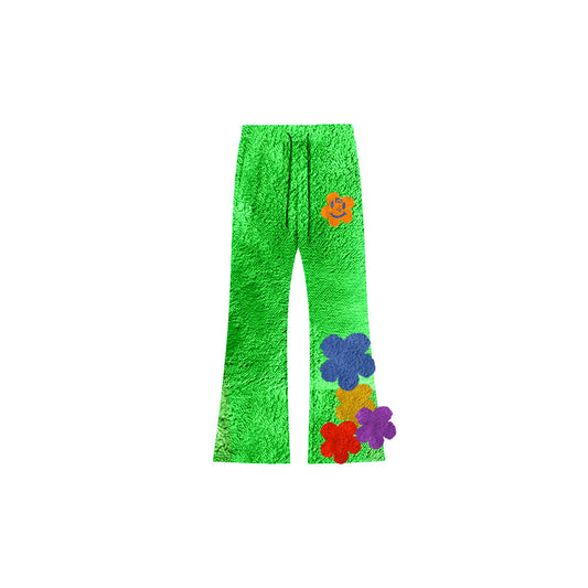 Pop Basel Gallery- Green Fluffy Stack Pants. Value